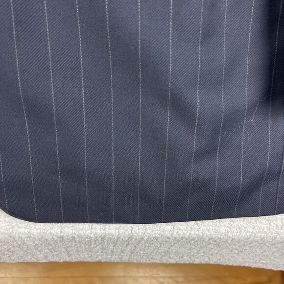 ERMENEGILDO ZEGNA Fine Worsted Super 100 Black Blazer White Chalk stripe Sz 56R - Picture 9 of 16